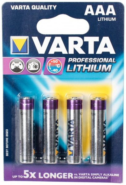 Батарейка VARTA PROFESSIONAL LITHIUM (литиевые) /  1.5 В /  AA (FR6) 4 штуки в блистере