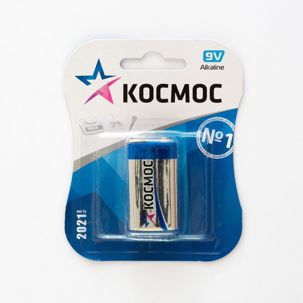 

Батарейка КОСМОС 6LR61/крона/ 9 В / 9V/ 1 штука в блистере