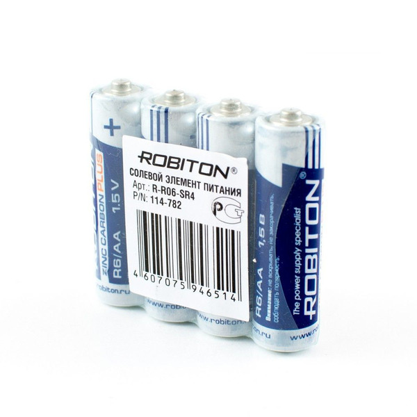 Батарейка ROBITON PLUS /  1.5 В /  AA (R6) 4 штуки в SR