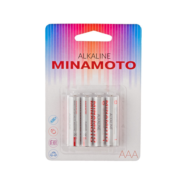 

Батарейка MINAMOTO Alkaline / 1.5 В / AAA (LR03) 4 штуки в блистере