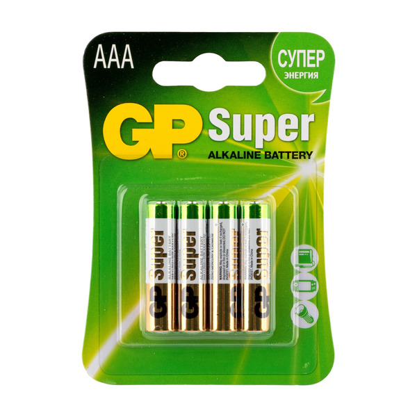 фото Батарейка gp super alkaline battery / 1.5 в / aaa (lr03) 4 штуки в блистере