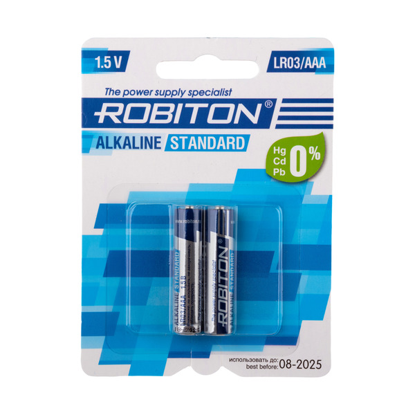 

Батарейка ROBITON STANDARD / 1.5 В / AAA (LR03) 2 штуки в блистере