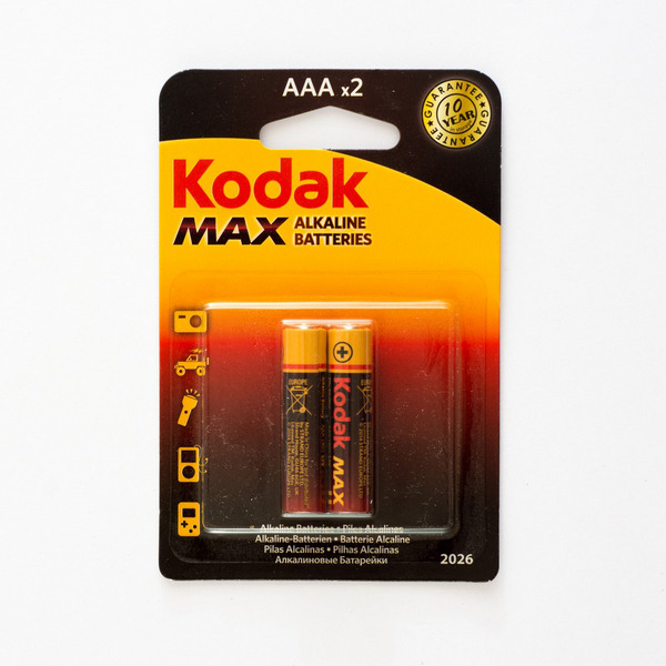 

Батарейка Kodak MAX Alkaline / 1.5 В / AAA (LR03) 2 штуки в блистере