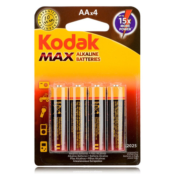 

Батарейка Kodak MAX Alkaline / 1.5 В / AA (LR6) 4 штуки в блистере