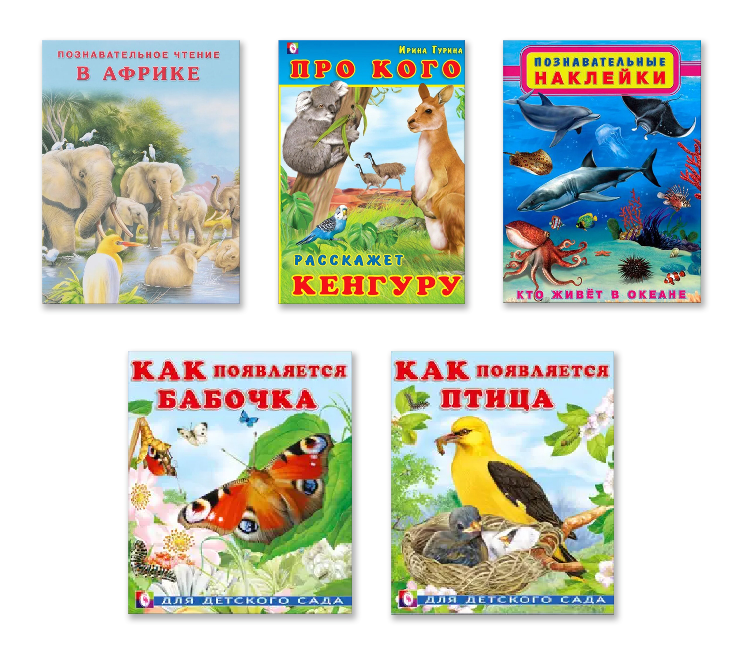 

Комплект книг Животные и птицы, 5 книг