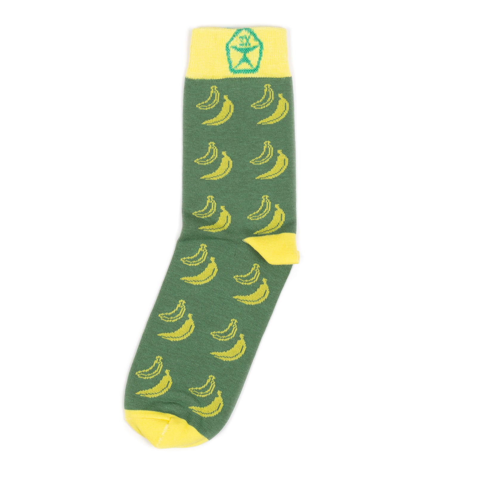 Носки унисекс Бананы зеленые 41-45 Запорожец. Цвет: зеленый