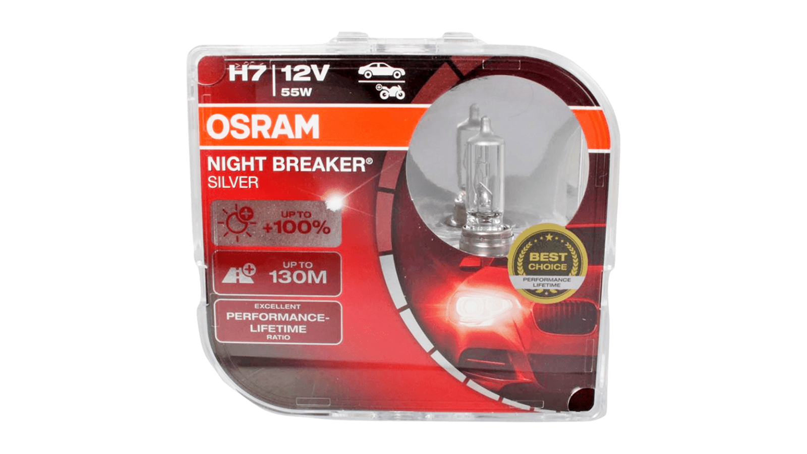Лампа 12Vx55W H7 +100% OSRAM NIGHT BREAKER SILVER 2шт комплект