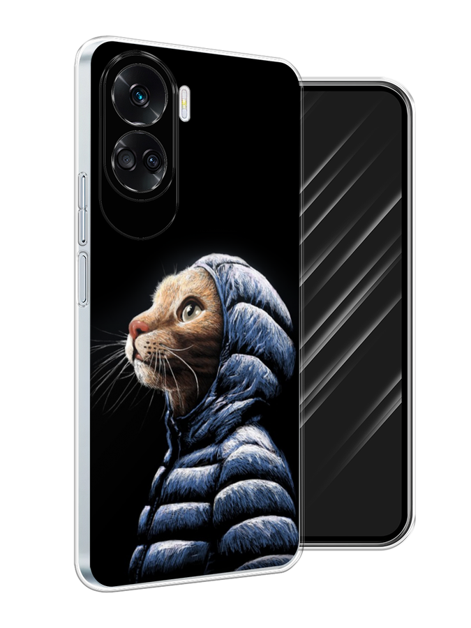 

Чехол Awog на Honor 90 Lite "Кот в капюшоне", Черный;бежевый;синий, 6122350-1