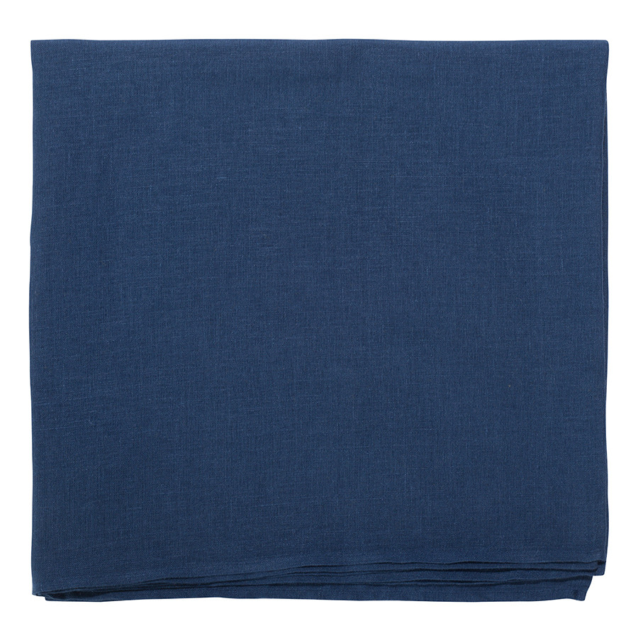 фото Скатерть из стираного льна синего цвета из коллекции essential, 150х250 см tkano