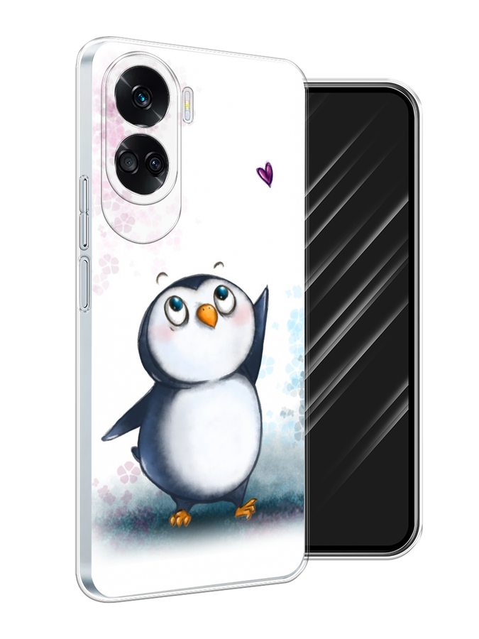 

Чехол Awog на Honor 90 Lite "Пингвин и сердечко", Белый, 6122350-1