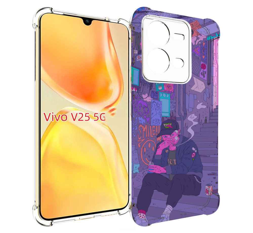 

Чехол MyPads парень в подъезде мультик для Vivo V25 5G / V25e, Прозрачный, Tocco