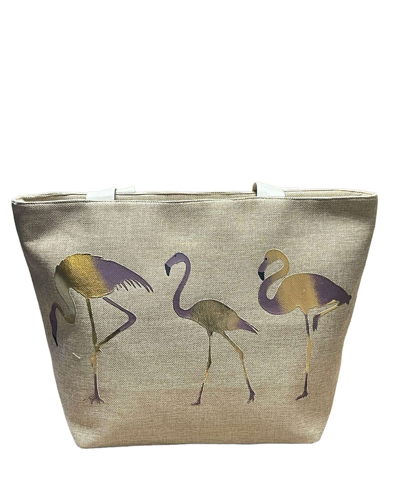 Пляжная сумка женская BAGS-ART Case summer, бежевый фламинго
