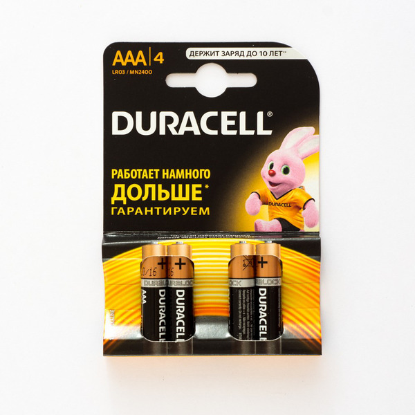 Батарейка DURACELL Alkaline 15В ААА LR03 4 штуки в блистере 473₽