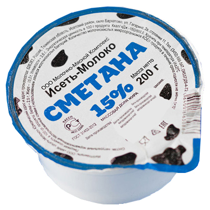

Сметана Исеть-Молоко 15% 200 г