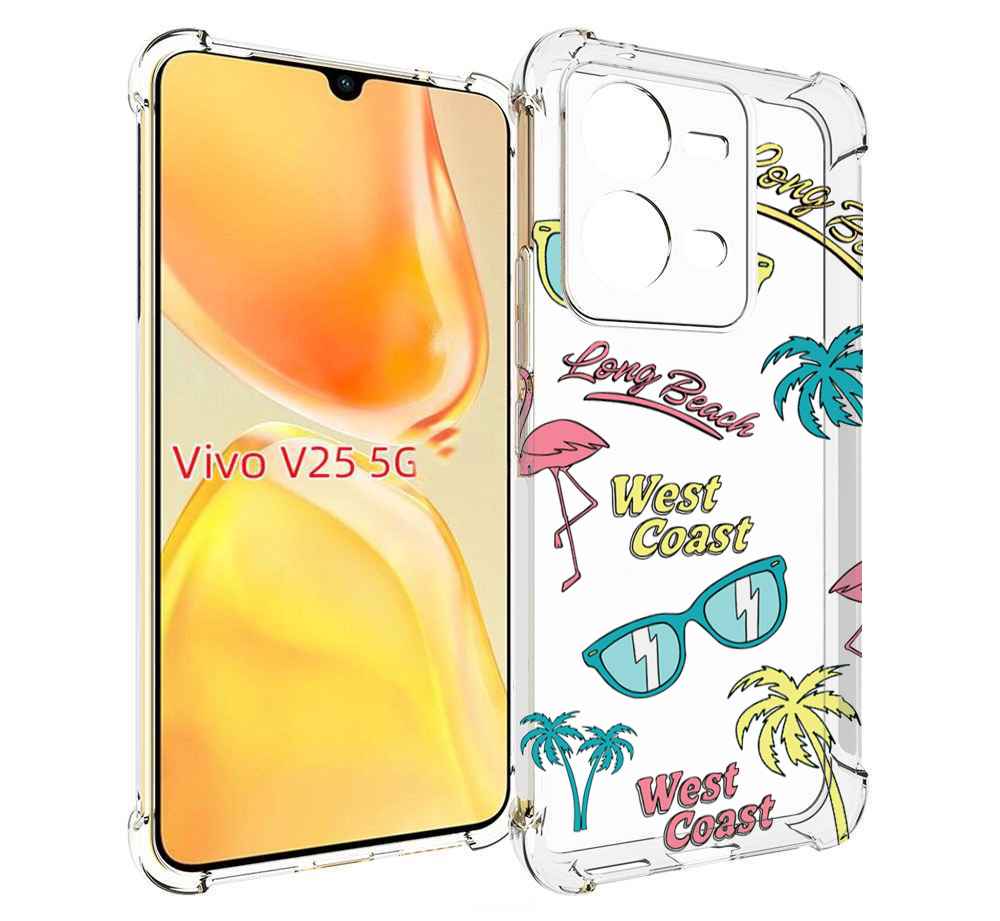 

Чехол MyPads пляжные-декорации для Vivo V25 5G / V25e, Прозрачный, Tocco