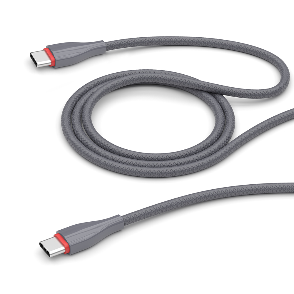 Дата-кабель Ceramic USB-C - USB-C, 1м, серый, Deppa, крафт