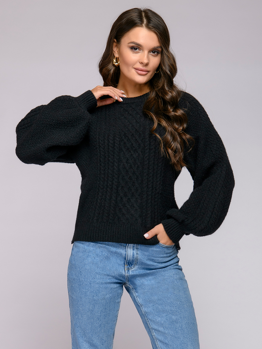 

Джемпер женский 1001dress 0122003-30095BK черный 44, 0122003-30095