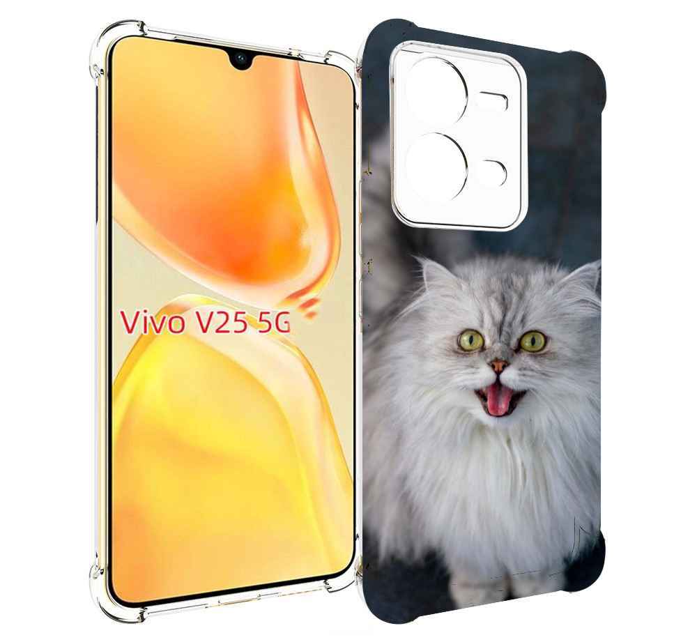 

Чехол MyPads порода кошки британская длинная для Vivo V25 5G / V25e, Прозрачный, Tocco