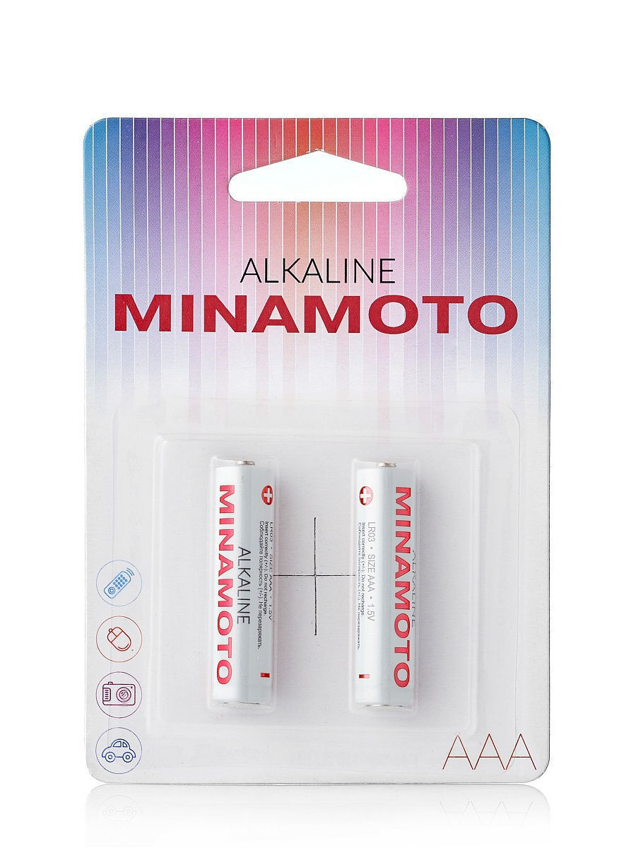 

Батарейка MINAMOTO Alkaline / 1.5 В / AAA (LR03) 2 штуки в блистере