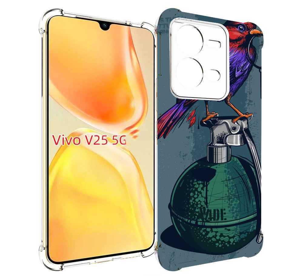 

Чехол MyPads птица с гранатой для Vivo V25 5G / V25e, Прозрачный, Tocco
