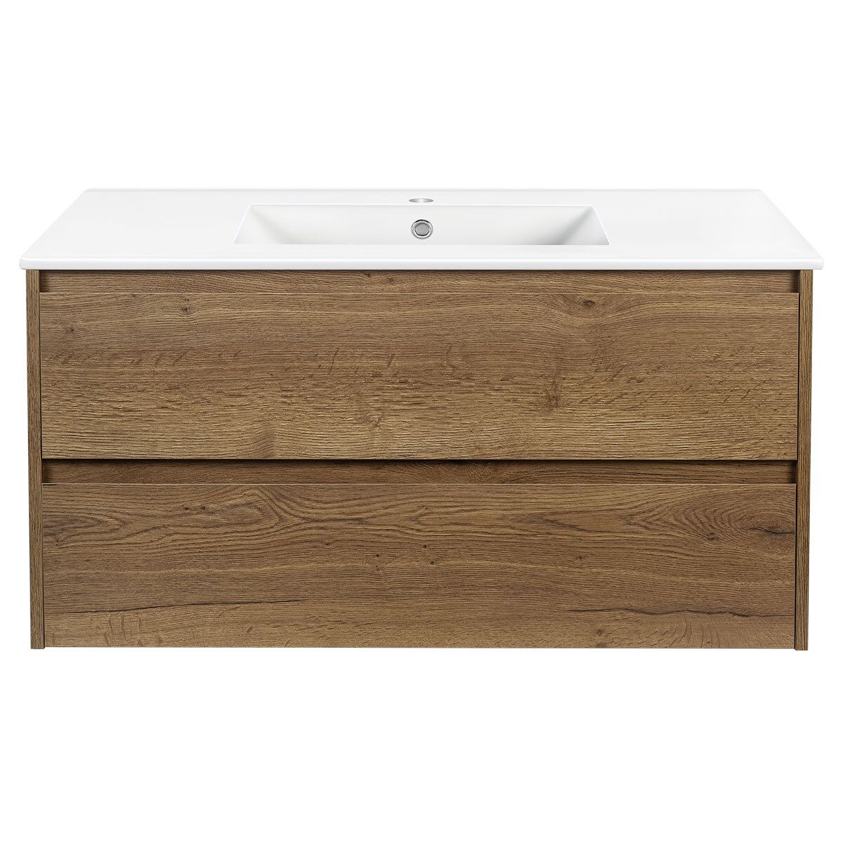 

Тумба Vincea Gio 100 подвесная, 2 выкатных ящика soft-close, T.Oak с умывальником VBS-1310, Коричневый