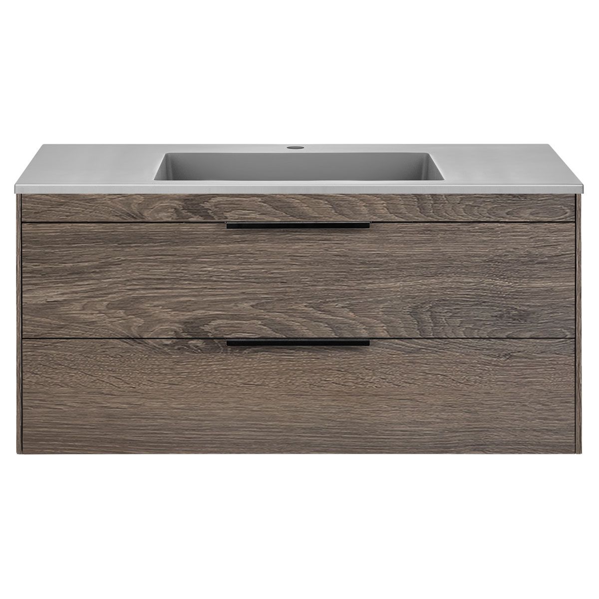 

Тумба Vincea Chiara 2D 1000 подвесная, 2 выкатных ящика soft-close, R.Oak с умывальником V, Коричневый