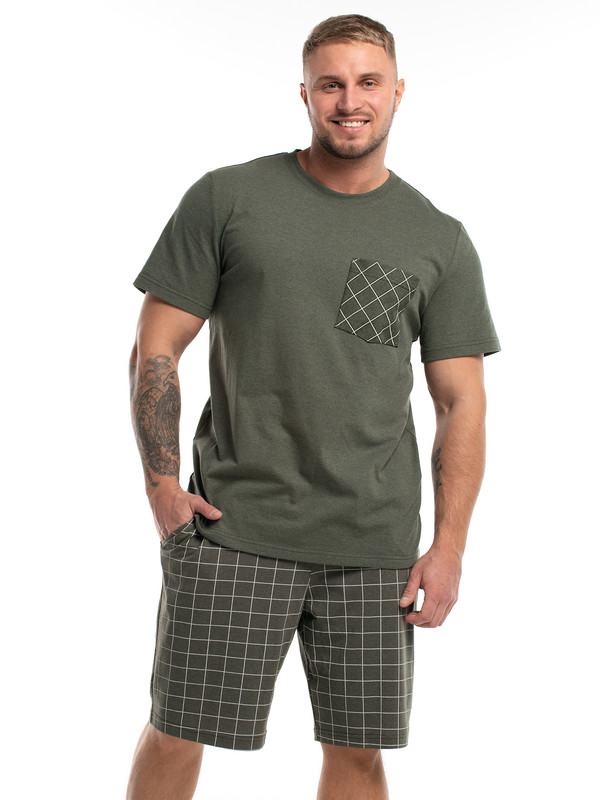 Комплект домашний мужской ModaRu М-002КП хаки 60 RU