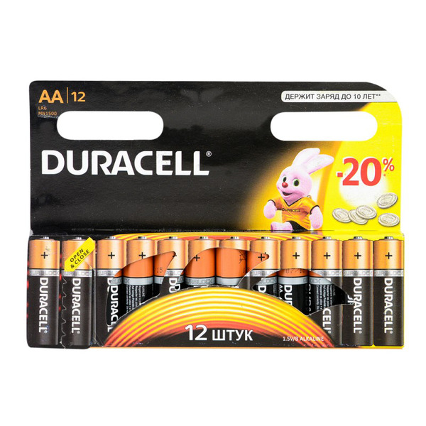 Батарейка DURACELL Alkaline, 1.5В, АА (LR6) 12 штук