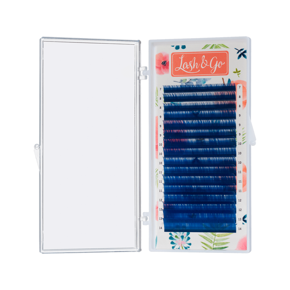 Цветные ресницы Lash&Go микс 16 линий синие D 0.1 7-14 ресницы на ленте lash
