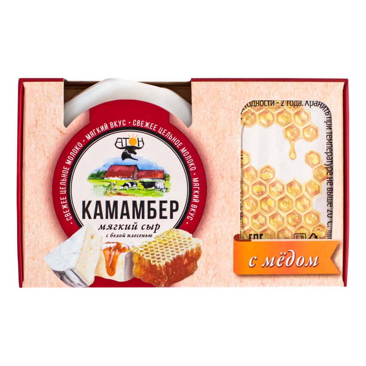 

Сыр мягкий Атон Камамбер с белой плесенью и медом 50% 100 г