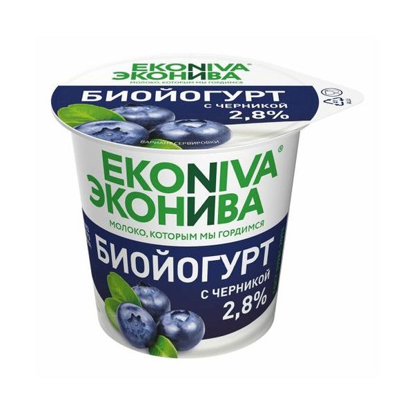 фото Йогурт эконива с черникой 3,5% 250 г