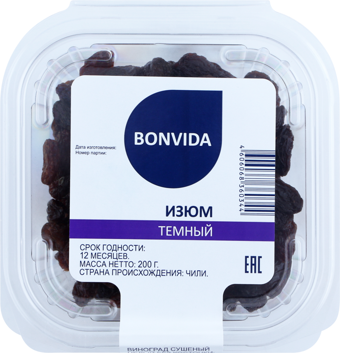 

Изюм Bonvida темный 200 г