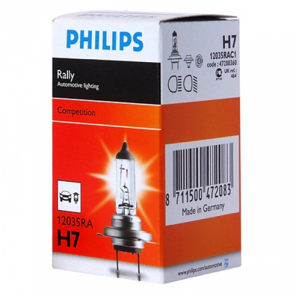 фото Лампа галогенная h7 12v 80w px26d rally philips