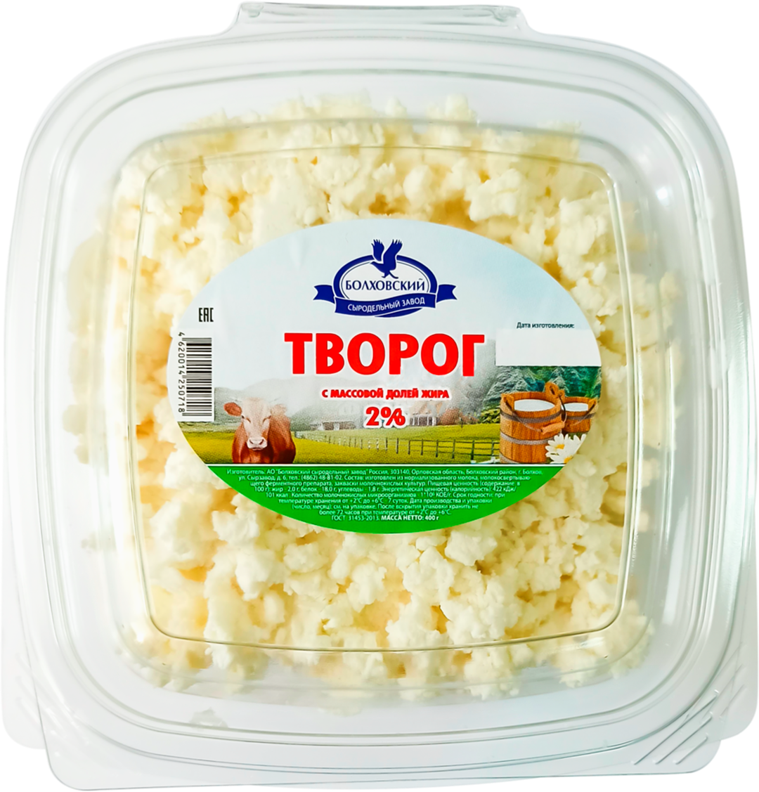 

Творог Болховский сыродельный завод 2% без заменителей молочного жира 400 г