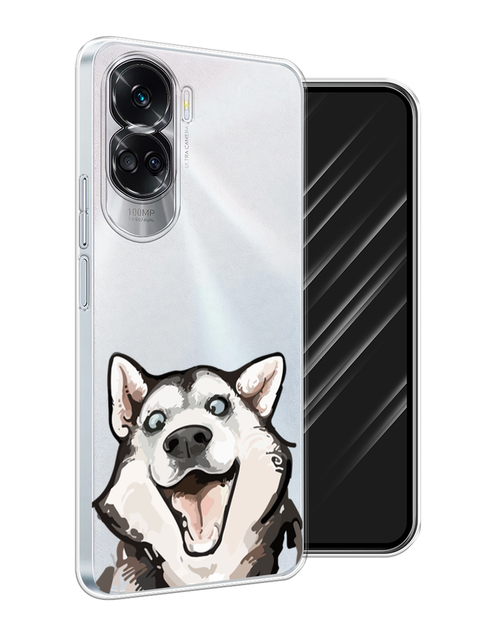 

Чехол Awog на Honor 90 Lite "Радостный хаски", Белый;голубой;черный, 6122350-1