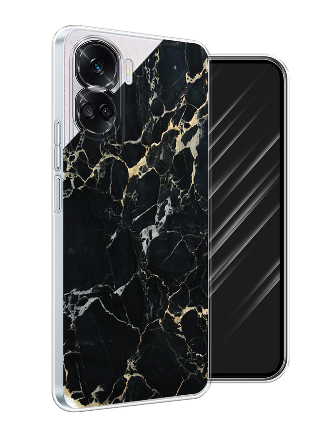 

Чехол Awog на Honor 90 Lite "Черный мрамор уголок", Черный;золотистый, 6122350-1