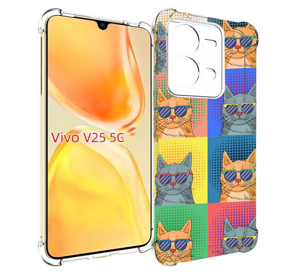 

Чехол MyPads разноцветные-коты для Vivo V25 5G / V25e, Прозрачный, Tocco