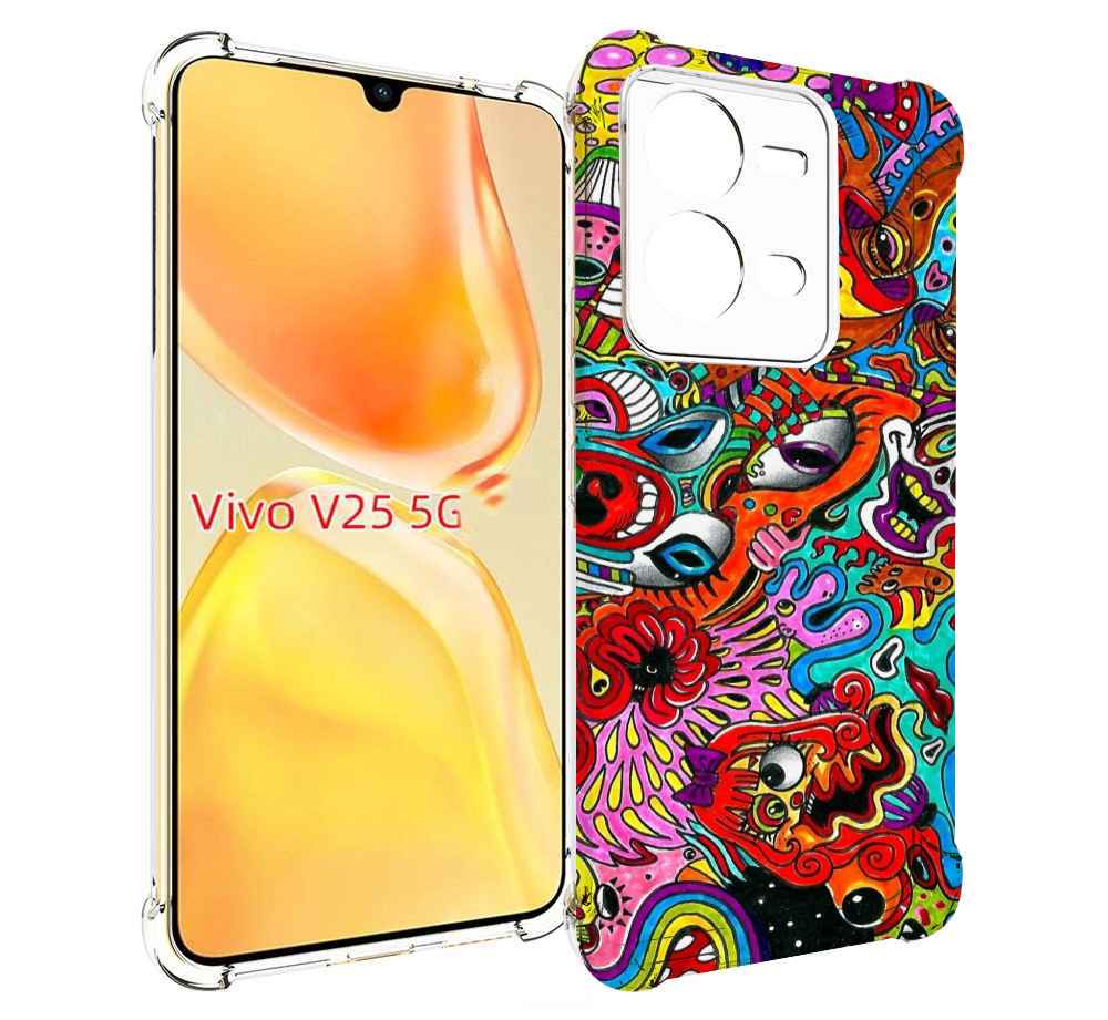 

Чехол MyPads разные абстракции яркие для Vivo V25 5G / V25e, Прозрачный, Tocco