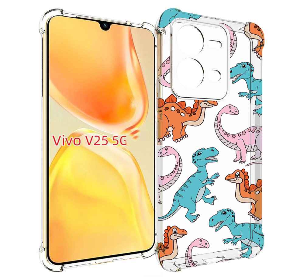 

Чехол MyPads разные-динозаврики для Vivo V25 5G / V25e, Прозрачный, Tocco