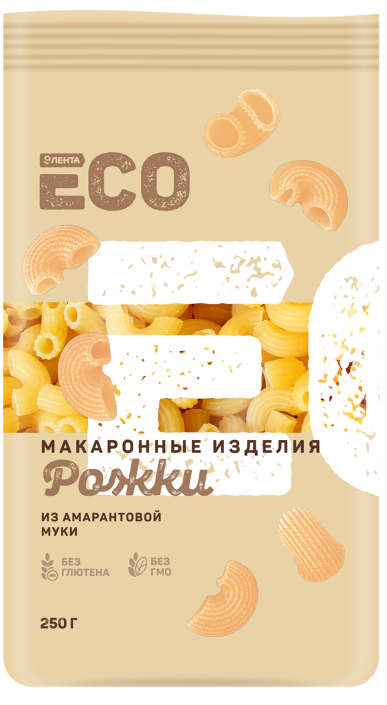 фото Макароны лента eco безглютеновые из амарантовой муки рожки 250 г