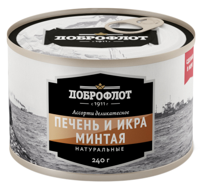 Печень и икра минтая Доброфлот натуральные 245 г