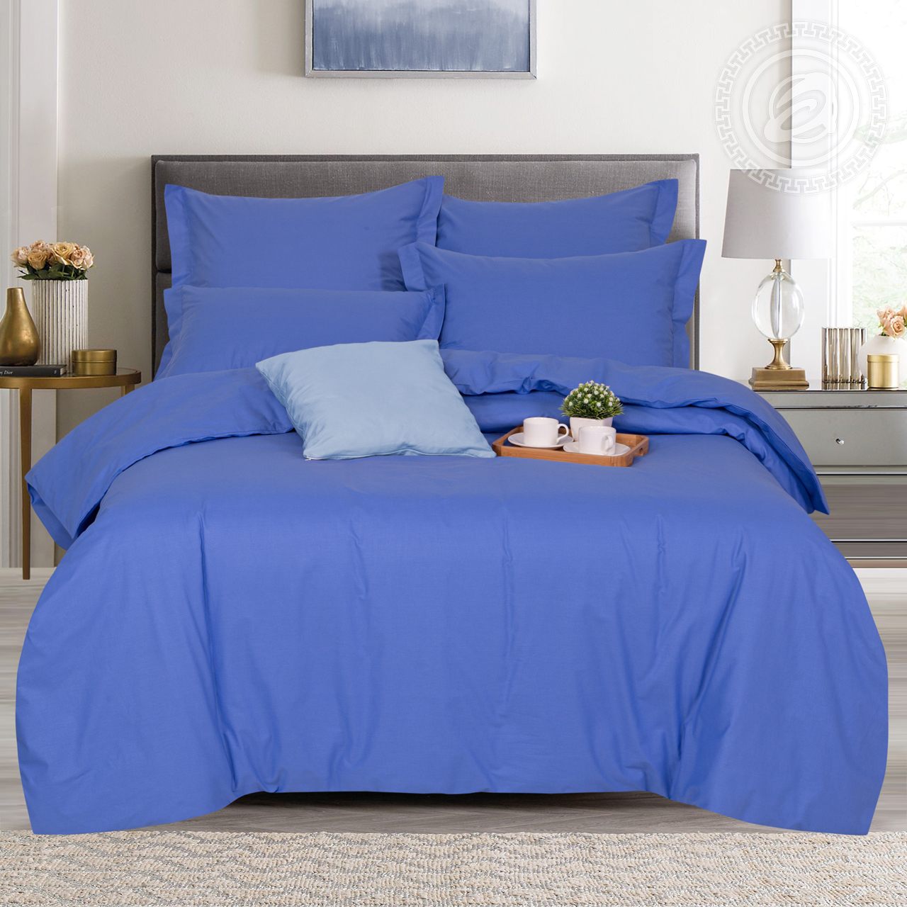 фото Пододеяльник поплин 215х145 синий 1,5-спальный на молнии арт дизайн