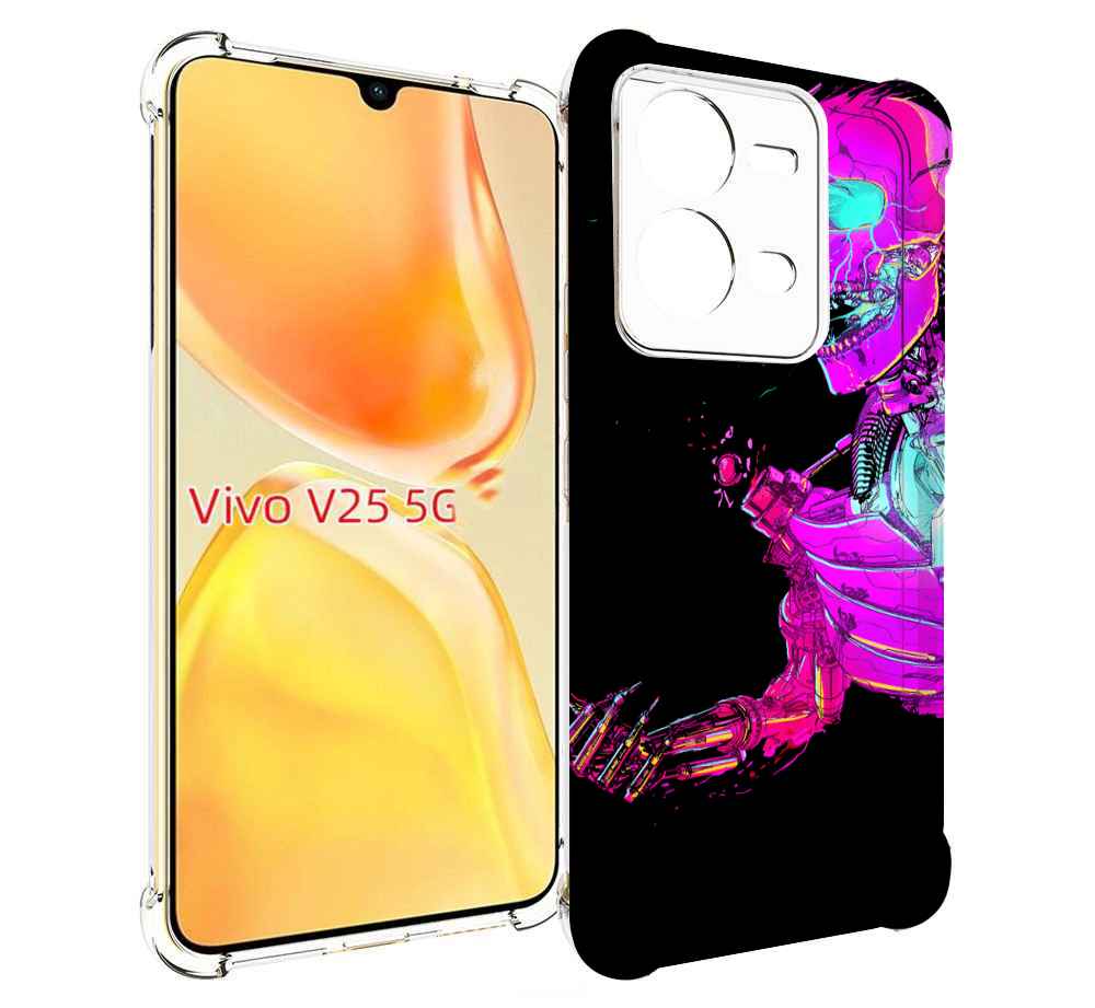 

Чехол MyPads скелет-робот-фиолетовый для Vivo V25 5G / V25e, Прозрачный, Tocco