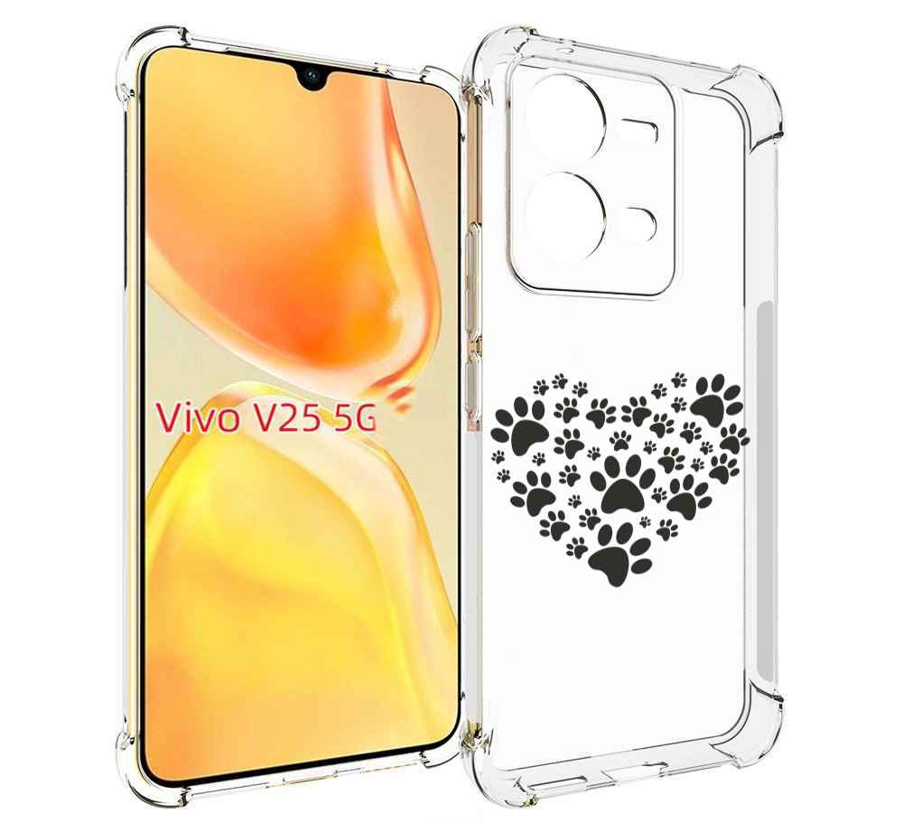 

Чехол MyPads следы-в-сердечке для Vivo V25 5G / V25e, Прозрачный, Tocco
