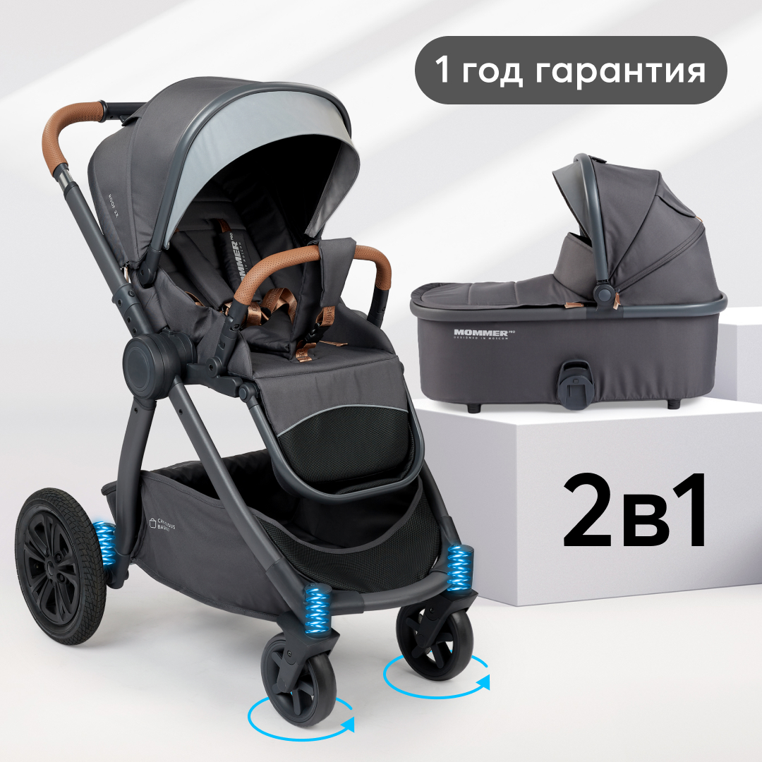 Коляска трансформер 2 в 1 MOMMER PRO (dark grey)