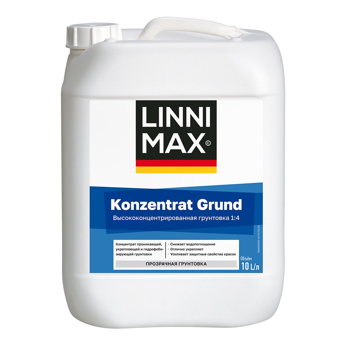 

Грунтовка глубокого проникновения концентрат 1:4 Linnimax Konzentrat Grund, 10 л, Прозрачный