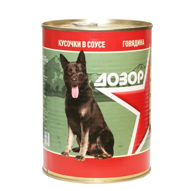 Консервы для собак Дозор, говядина, 12шт по 970г