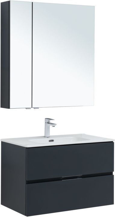 

Мебель для ванной Aquanet Алвита New 80 2 ящика, антрацит, Черный