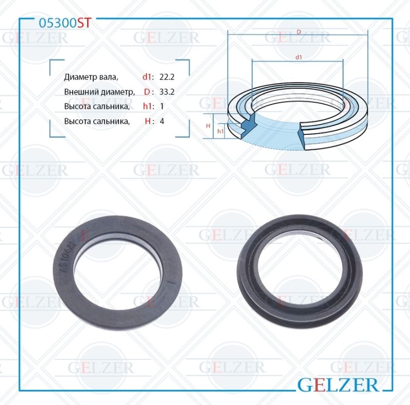 

Сальник рулевой рейки GELZER 22.2*33.2*1/4 (12) 05300ST, 05300ST