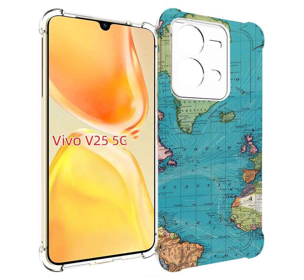 

Чехол MyPads старая карта земли для Vivo V25 5G / V25e, Прозрачный, Tocco